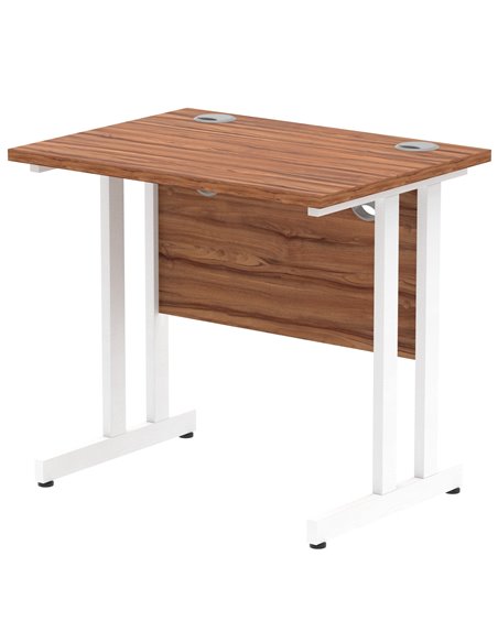 Dynamic Impulse 800 x 600mm Straight Office Desk Walnut Top White Cantilever Leg MI002890 - pic 77110 | FastDaddyshop