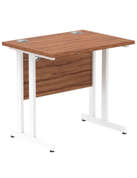 Dynamic Impulse 800 x 600mm Straight Office Desk Walnut Top White Cantilever Leg MI002890 - pic 77112 | FastDaddyshop