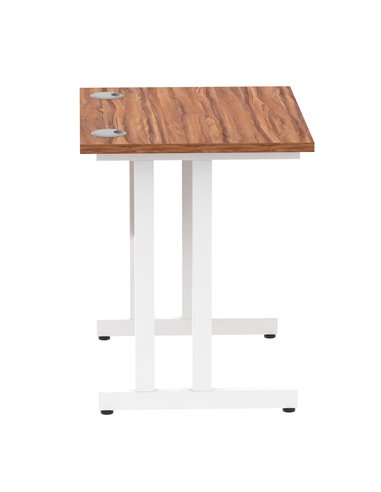 Dynamic Impulse 800 x 600mm Straight Office Desk Walnut Top White Cantilever Leg MI002890