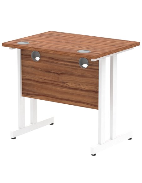 Dynamic Impulse 800 x 600mm Straight Office Desk Walnut Top White Cantilever Leg MI002890 - pic 77114 | FastDaddyshop