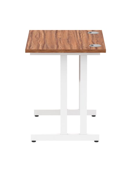 Dynamic Impulse 800 x 600mm Straight Office Desk Walnut Top White Cantilever Leg MI002890 - pic 77117 | FastDaddyshop