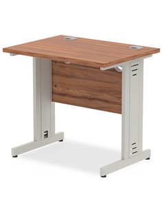 Dynamic Impulse 800 x 600mm Straight Office Desk Walnut Top Silver Cable Managed Leg MI002892