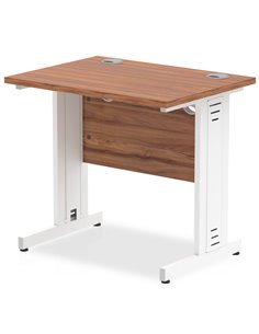 Dynamic Impulse 800 x 600mm Straight Office Desk Walnut Top White Cable Managed Leg MI002893