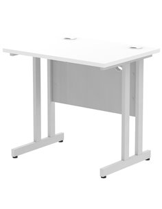 Dynamic Impulse 800 x 600mm Straight Office Desk White Top Silver Cantilever Leg MI002894