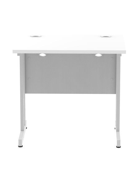 Dynamic Impulse 800 x 600mm Straight Office Desk White Top Silver Cantilever Leg MI002894 - pic 77122 | FastDaddyshop