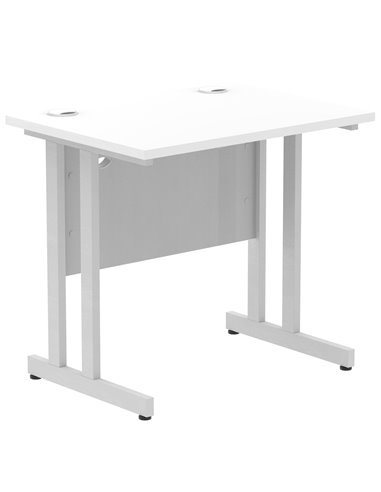Dynamic Impulse 800 x 600mm Straight Office Desk White Top Silver Cantilever Leg MI002894