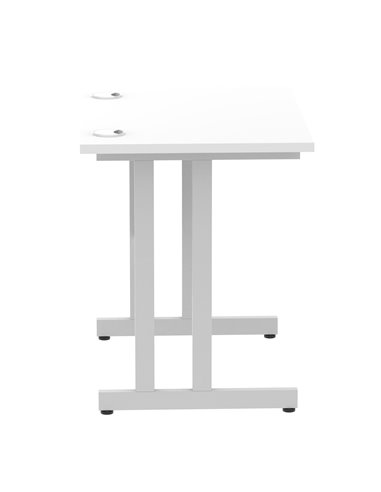 Dynamic Impulse 800 x 600mm Straight Office Desk White Top Silver Cantilever Leg MI002894
