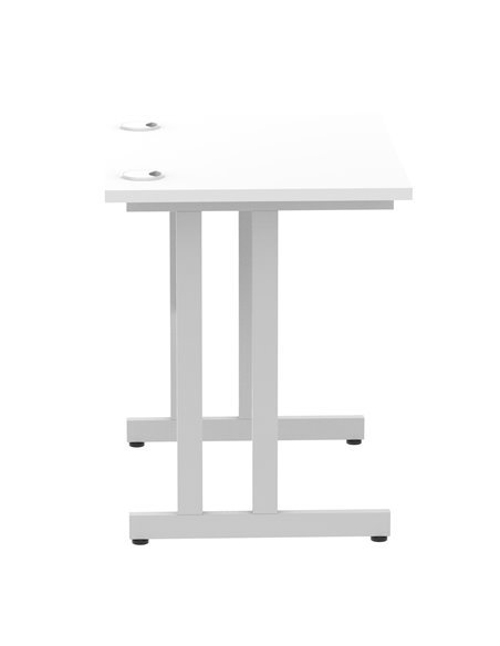 Dynamic Impulse 800 x 600mm Straight Office Desk White Top Silver Cantilever Leg MI002894 - pic 77124 | FastDaddyshop