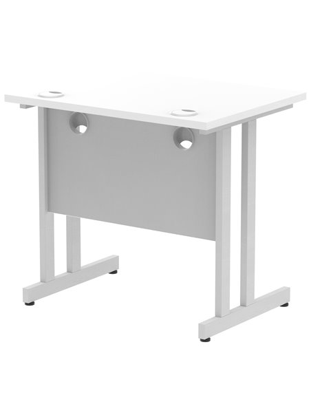 Dynamic Impulse 800 x 600mm Straight Office Desk White Top Silver Cantilever Leg MI002894 - pic 77125 | FastDaddyshop
