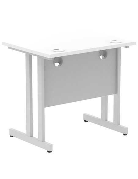 Dynamic Impulse 800 x 600mm Straight Office Desk White Top Silver Cantilever Leg MI002894 - pic 77127 | FastDaddyshop