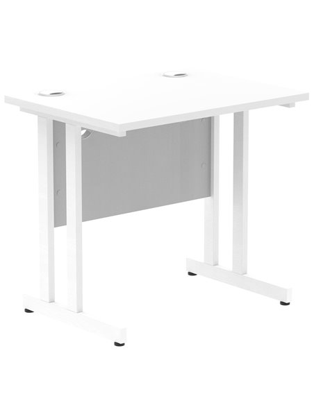 Dynamic Impulse 800 x 600mm Straight Office Desk White Top White Cantilever Leg MI002895 - pic 77131 | FastDaddyshop