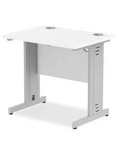 Dynamic Impulse 800 x 600mm Straight Office Desk White Top Silver Cable Managed Leg MI002897