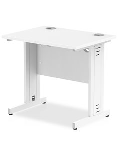 Dynamic Impulse 800 x 600mm Straight Office Desk White Top White Cable Managed Leg MI002898
