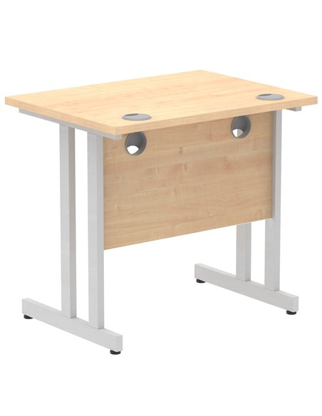 Dynamic Impulse 800 x 600mm Straight Office Desk Maple Top Silver Cantilever Leg MI002899 - pic 77146 | FastDaddyshop