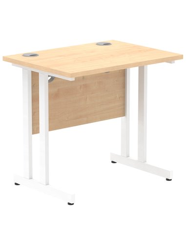 Dynamic Impulse 800 x 600mm Straight Office Desk Maple Top White Cantilever Leg MI002900