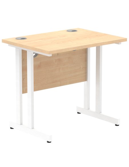 Dynamic Impulse 800 x 600mm Straight Office Desk Maple Top White Cantilever Leg MI002900 - pic 77150 | FastDaddyshop