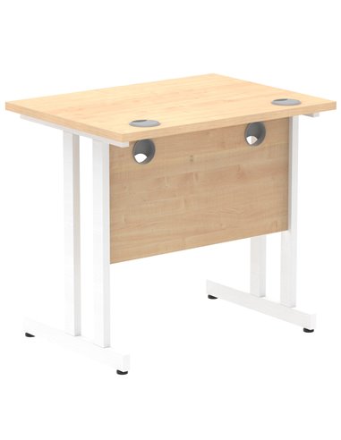Dynamic Impulse 800 x 600mm Straight Office Desk Maple Top White Cantilever Leg MI002900