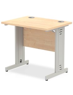 Dynamic Impulse 800 x 600mm Straight Office Desk Maple Top Silver Cable Managed Leg MI002902