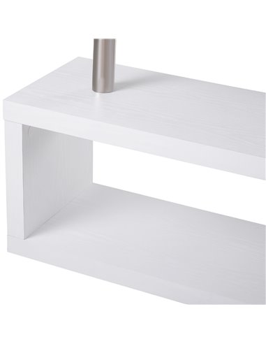 HOMCOM 360���� Rotating L-Shaped Corner Computer Desk Home Office Writing Table Swivel Workstation with Storage Shelf, White