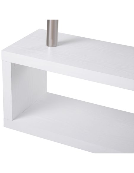 HOMCOM 360���� Rotating L-Shaped Corner Computer Desk Home Office Writing Table Swivel Workstation with Storage Shelf, White - pic 7716 | FastDaddyshop