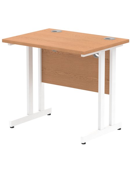 Dynamic Impulse 800 x 600mm Straight Office Desk Oak Top White Cantilever Leg MI002905 - pic 77167 | FastDaddyshop