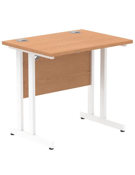 Dynamic Impulse 800 x 600mm Straight Office Desk Oak Top White Cantilever Leg MI002905 - pic 77169 | FastDaddyshop