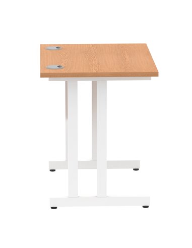 Dynamic Impulse 800 x 600mm Straight Office Desk Oak Top White Cantilever Leg MI002905