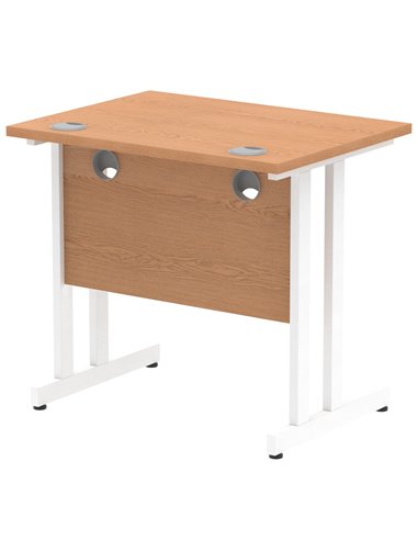 Dynamic Impulse 800 x 600mm Straight Office Desk Oak Top White Cantilever Leg MI002905