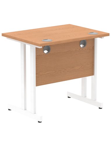Dynamic Impulse 800 x 600mm Straight Office Desk Oak Top White Cantilever Leg MI002905