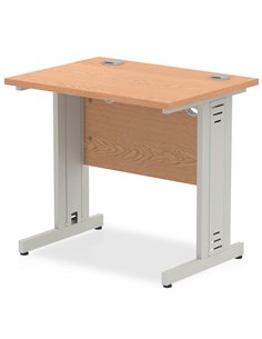 Dynamic Impulse 800 x 600mm Straight Office Desk Oak Top Silver Cable Managed Leg MI002907