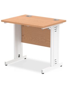 Dynamic Impulse 800 x 600mm Straight Office Desk Oak Top White Cable Managed Leg MI002908