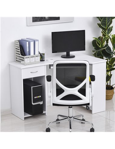 HOMCOM L-Shaped Corner Computer Desk w/ 2 Shelves Wide Worktop Keyboard Tray Drawer & CPU Stand Home Office Study Bedroom Furnit