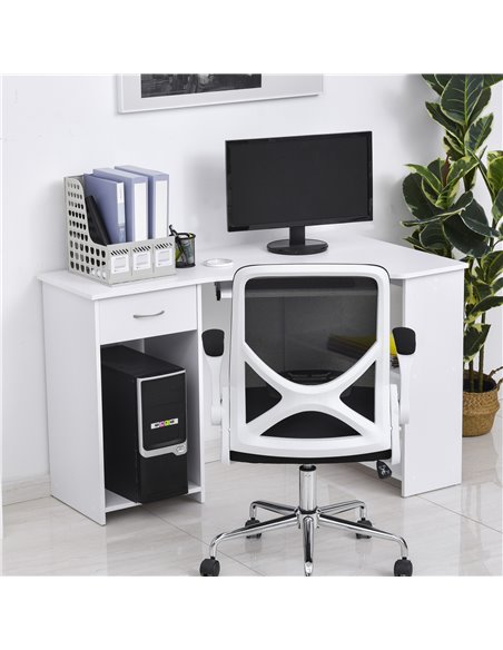 HOMCOM L-Shaped Corner Computer Desk w/ 2 Shelves Wide Worktop Keyboard Tray Drawer & CPU Stand Home Office Study Bedroom Furnit - pic 7722 | FastDaddyshop
