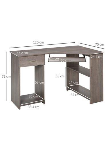 HOMCOM L-Shaped Corner Computer Desk w/ 2 Shelves Wide Worktop Keyboard Tray Drawer & CPU Stand Home Office Study Bedroom Furnit