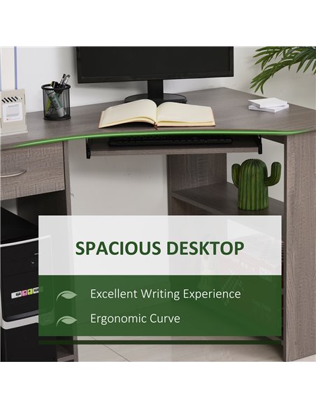 HOMCOM L-Shaped Corner Computer Desk w/ 2 Shelves Wide Worktop Keyboard Tray Drawer & CPU Stand Home Office Study Bedroom Furnit - pic 7727 | FastDaddyshop