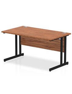 Dynamic Impulse 1400 x 800mm Straight Office Desk Walnut Top Black Cantilever Leg MI003258