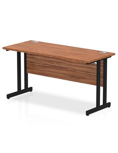 Dynamic Impulse 1400 x 600mm Straight Office Desk Walnut Top Black Cantilever Leg MI003262