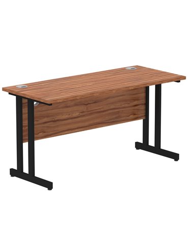 Dynamic Impulse 1400 x 600mm Straight Office Desk Walnut Top Black Cantilever Leg MI003262