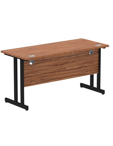 Dynamic Impulse 1400 x 600mm Straight Office Desk Walnut Top Black Cantilever Leg MI003262