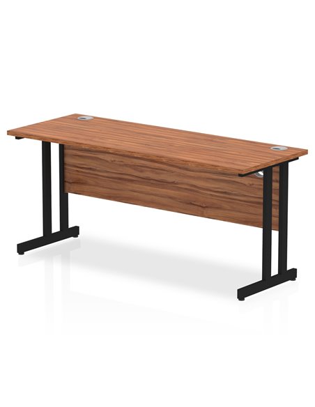 Dynamic Impulse 1600 x 600mm Straight Office Desk Walnut Top Black Cantilever Leg MI003271 - pic 77285 | FastDaddyshop