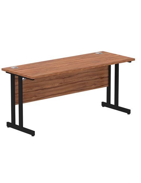 Dynamic Impulse 1600 x 600mm Straight Office Desk Walnut Top Black Cantilever Leg MI003271 - pic 77287 | FastDaddyshop