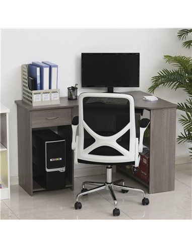HOMCOM L-Shaped Corner Computer Desk w/ 2 Shelves Wide Worktop Keyboard Tray Drawer & CPU Stand Home Office Study Bedroom Furnit