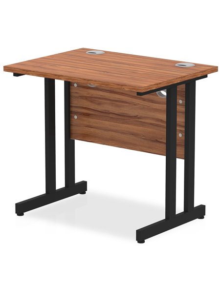 Dynamic Impulse 800 x 600mm Straight Office Desk Walnut Top Black Cantilever Leg MI003281 - pic 77302 | FastDaddyshop