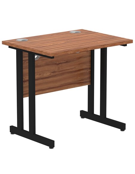 Dynamic Impulse 800 x 600mm Straight Office Desk Walnut Top Black Cantilever Leg MI003281 - pic 77304 | FastDaddyshop