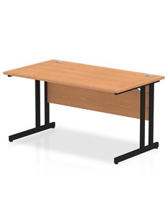 Dynamic Impulse 1400 x 800mm Straight Office Desk Oak Top Black Cantilever Leg MI003288