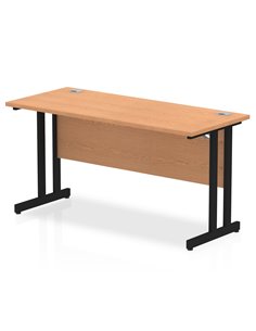 Dynamic Impulse 1400 x 600mm Straight Office Desk Oak Top Black Cantilever Leg MI003292