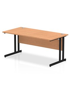 Dynamic Impulse 1600 x 800mm Straight Office Desk Oak Top Black Cantilever Leg MI003294