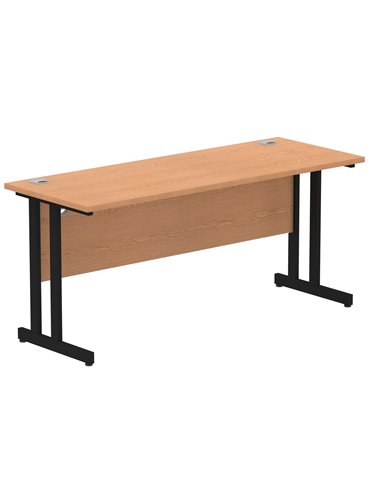 Dynamic Impulse 1600 x 600mm Straight Office Desk Oak Top Black Cantilever Leg MI003301