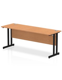 Dynamic Impulse 1800 x 600mm Straight Office Desk Oak Top Black Cantilever Leg MI003310