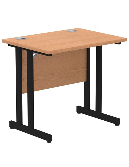 Dynamic Impulse 800 x 600mm Straight Office Desk Oak Top Black Cantilever Leg MI003311 - pic 77348 | FastDaddyshop